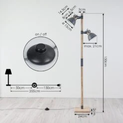 Orny Stehleuchte Grau, Holz Hell, 2-flammig -LEDVANCE Verkäufe orny stehleuchte h3421673 3