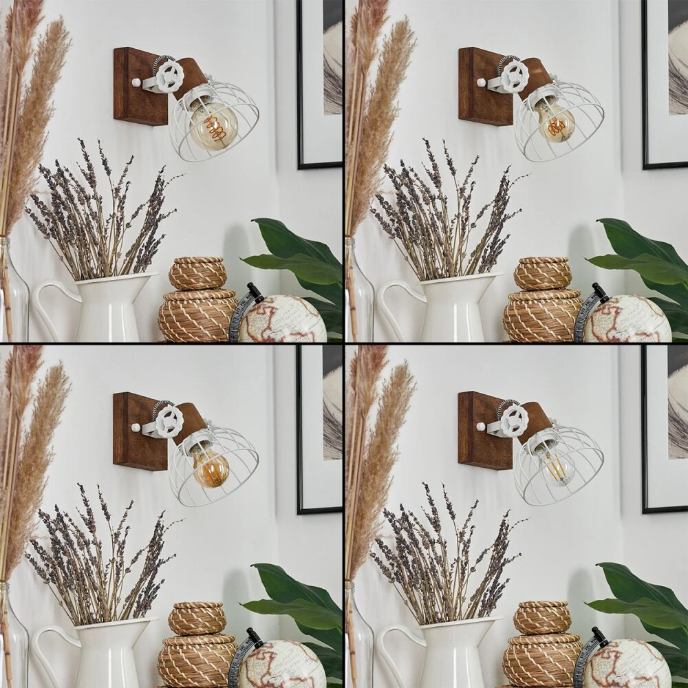 Orny Wandleuchte Holz Dunkel, Weiß, 1-flammig 2 Orny Wandleuchte Holz Dunkel, Weiß, 1-flammig – Bild 2