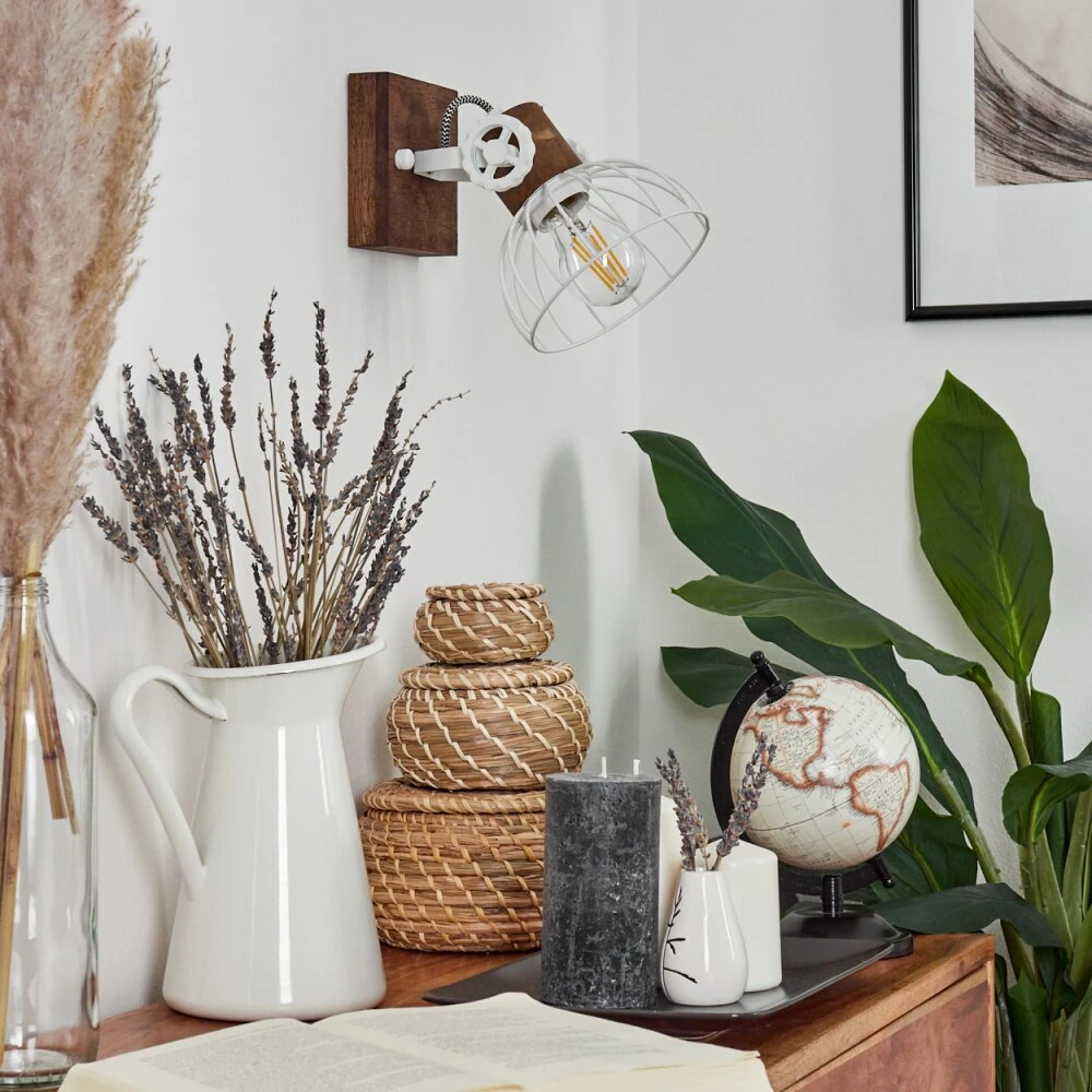 Orny Wandleuchte Holz Dunkel, Weiß, 1-flammig 11 Orny Wandleuchte Holz Dunkel, Weiß, 1-flammig – Bild 11