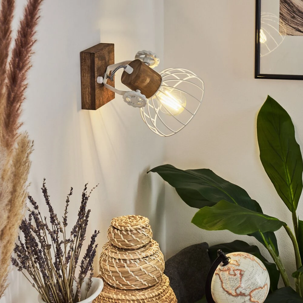 Orny Wandleuchte Holz Dunkel, Weiß, 1-flammig 12 Orny Wandleuchte Holz Dunkel, Weiß, 1-flammig – Bild 12