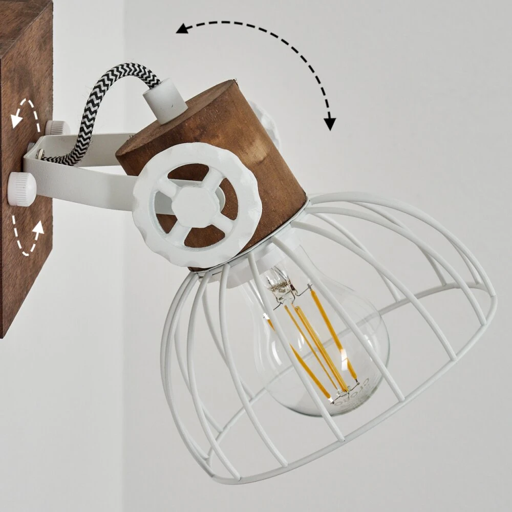 Orny Wandleuchte Holz Dunkel, Weiß, 1-flammig 3 Orny Wandleuchte Holz Dunkel, Weiß, 1-flammig – Bild 3