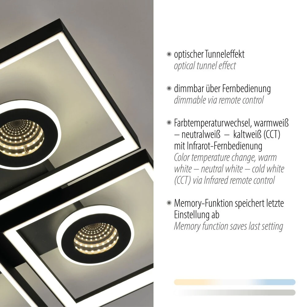 Paul Neuhaus Traforo Deckenleuchte LED Schwarz, 1-flammig, Fernbedienung 4 Paul Neuhaus Traforo Deckenleuchte LED Schwarz, 1-flammig, Fernbedienung – Bild 4