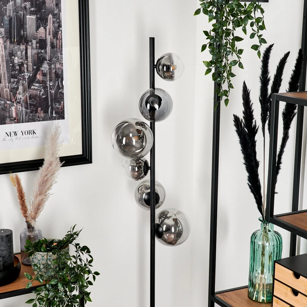 Remaisnil Stehleuchte Glas 10 Cm, 12 Cm, 15 Cm Klar, Rauchfarben, 6-flammig 2 Remaisnil Stehleuchte Glas 10 Cm, 12 Cm, 15 Cm Klar, Rauchfarben, 6-flammig – Bild 2