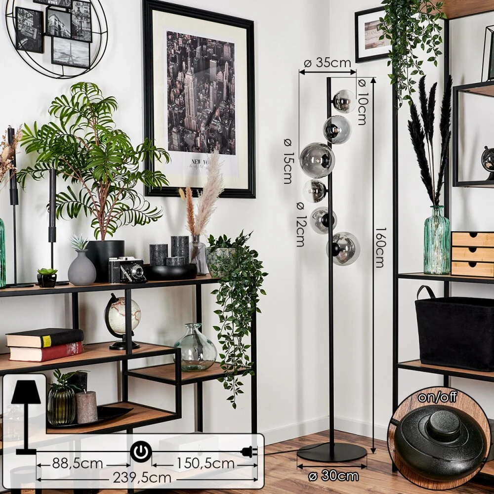 Remaisnil Stehleuchte Glas 10 Cm, 12 Cm, 15 Cm Klar, Rauchfarben, 6-flammig 4 Remaisnil Stehleuchte Glas 10 Cm, 12 Cm, 15 Cm Klar, Rauchfarben, 6-flammig – Bild 4