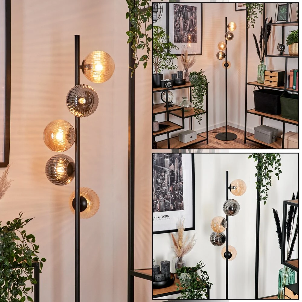 Remaisnil Stehleuchte Glas 10 Cm, 12 Cm Bernsteinfarben, Rauchfarben, 5-flammig 1 Remaisnil Stehleuchte Glas 10 Cm, 12 Cm Bernsteinfarben, Rauchfarben, 5-flammig