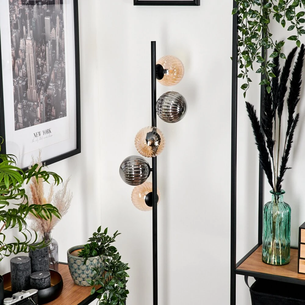 Remaisnil Stehleuchte Glas 10 Cm, 12 Cm Bernsteinfarben, Rauchfarben, 5-flammig 2 Remaisnil Stehleuchte Glas 10 Cm, 12 Cm Bernsteinfarben, Rauchfarben, 5-flammig – Bild 2