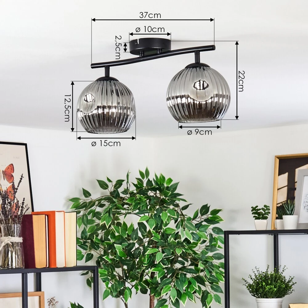 Ripoll Deckenleuchte Glas 15 Cm Rauchfarben, 2-flammig 4 Ripoll Deckenleuchte Glas 15 Cm Rauchfarben, 2-flammig – Bild 4