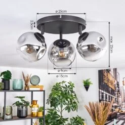 Ripoll Deckenleuchte Glas 15 Cm Chrom, Klar, Rauchfarben, 3-flammig -LEDVANCE Verkäufe ripoll deckenleuchte glas 15 cm h9036708 3