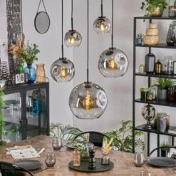 Ripoll Hängeleuchte Glas 15 Cm, 20 Cm, 25 Cm, 30 Cm Klar, Rauchfarben, 5-flammig