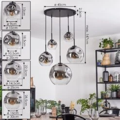 Ripoll Hängeleuchte Glas 15 Cm, 20 Cm, 25 Cm, 30 Cm Klar, Rauchfarben, 5-flammig -LEDVANCE Verkäufe ripoll haengeleuchte glas 15 cm 20 cm 25 cm 30 cm h9040842 3