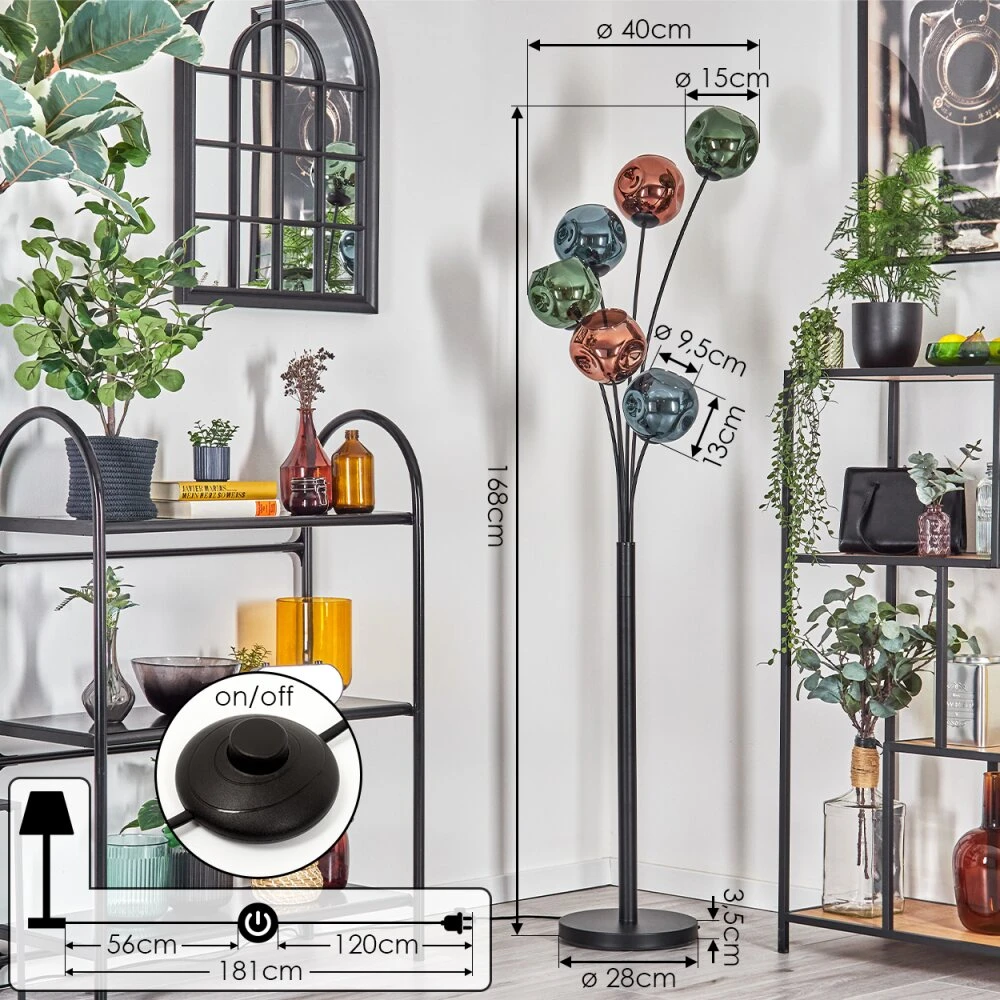 Ripoll Stehleuchte Glas 15 Cm Blau, Grün, Kupferfarben, 6-flammig 4 Ripoll Stehleuchte Glas 15 Cm Blau, Grün, Kupferfarben, 6-flammig – Bild 4