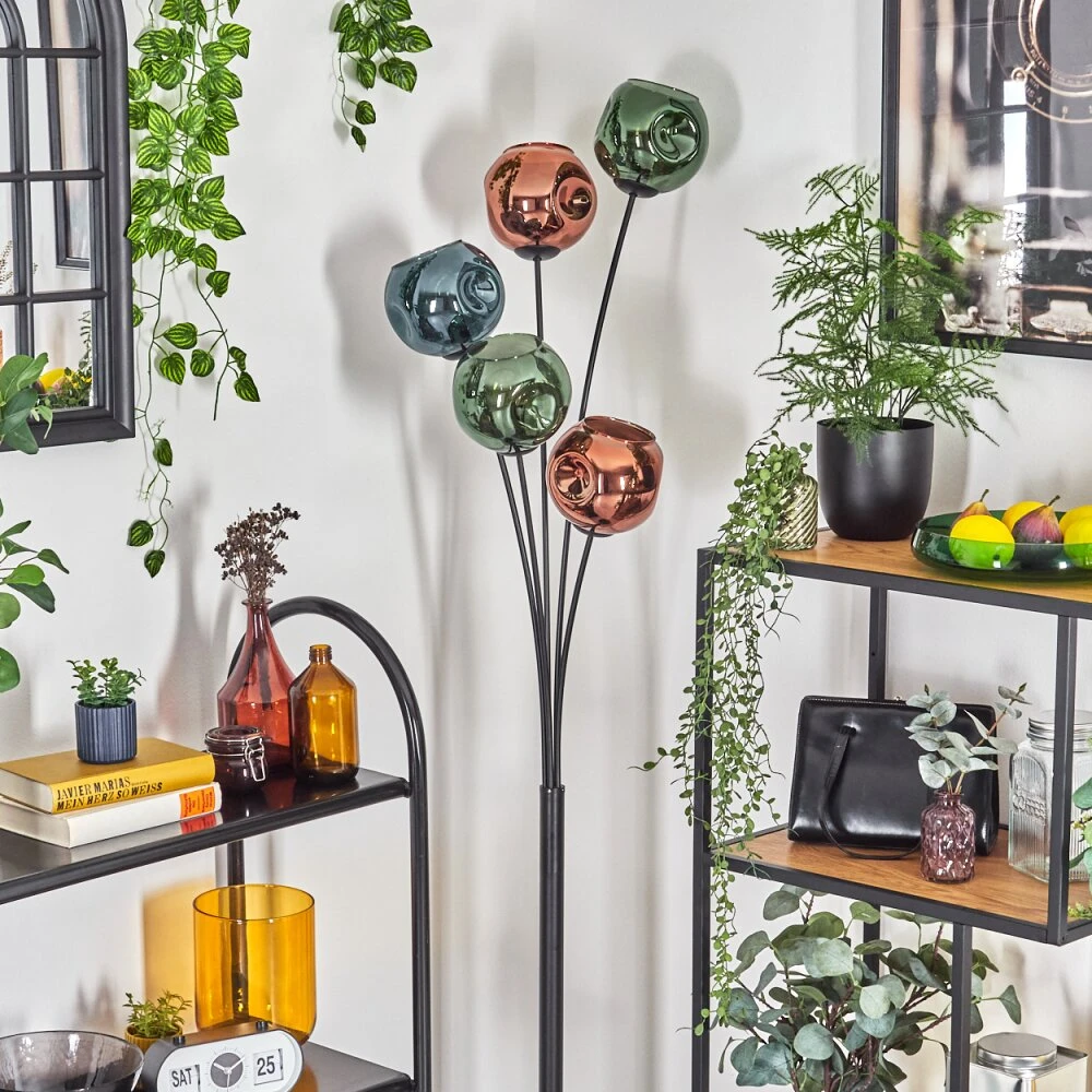 Ripoll Stehleuchte Glas 15 Cm Blau, Grün, Kupferfarben, 5-flammig 2 Ripoll Stehleuchte Glas 15 Cm Blau, Grün, Kupferfarben, 5-flammig – Bild 2