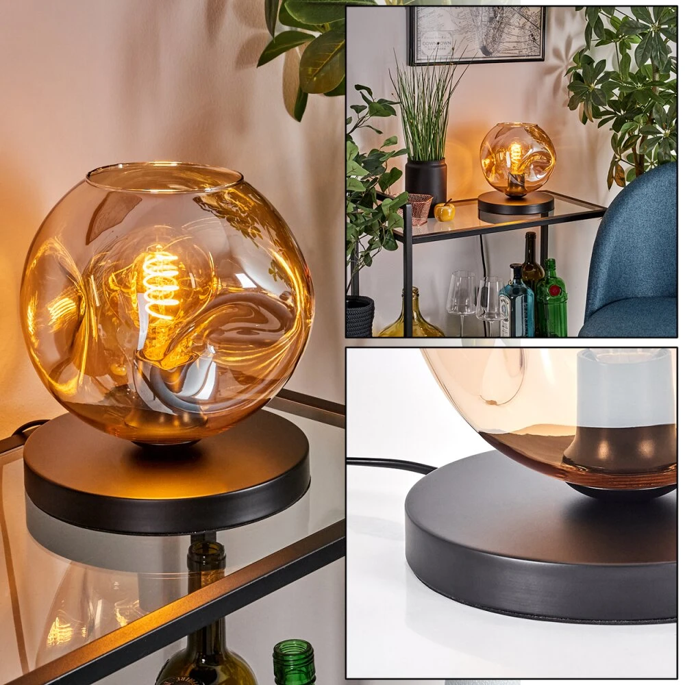 Ripoll Tischleuchte Glas 20cm Schwarz, 1-flammig 1 Ripoll Tischleuchte Glas 20cm Schwarz, 1-flammig