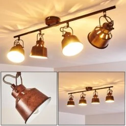 Safari Deckenleuchte Rostfarben, 4-flammig