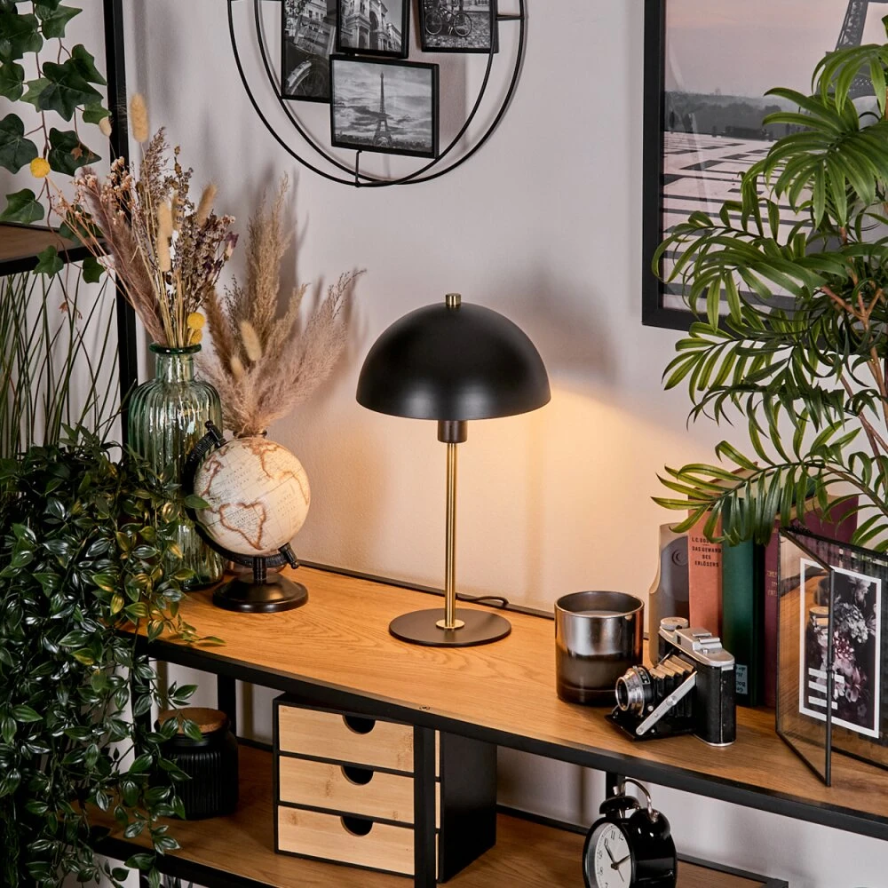 Pilz Look Sandvig Tischleuchte Gold, Schwarz, 1-flammig 9 Pilz Look Sandvig Tischleuchte Gold, Schwarz, 1-flammig – Bild 9