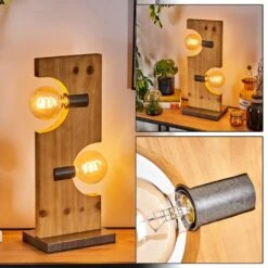 Santorum Tischleuchte Naturfarben, Nickel Antik, 2-flammig