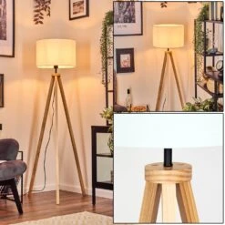 Soungou Stehleuchte Naturfarben, Schwarz, 1-flammig