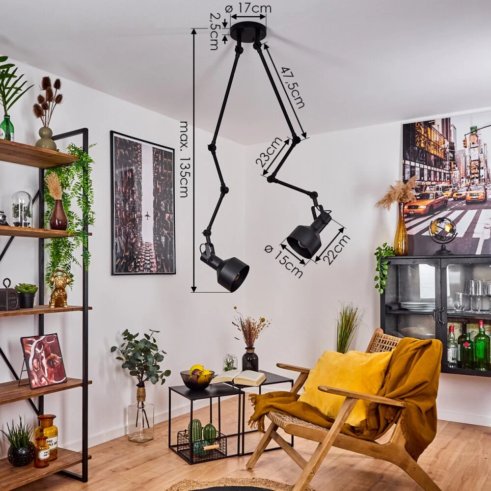 Tablazos Deckenleuchte Schwarz, 2-flammig 4 Tablazos Deckenleuchte Schwarz, 2-flammig – Bild 4