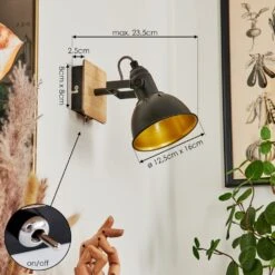 Tina Wandleuchte Chrom, Holz Hell, Schwarz, 1-flammig -LEDVANCE Verkäufe tina wandleuchte h3581018 3