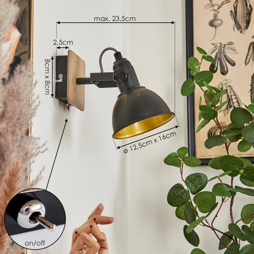 Tina Wandleuchte Chrom, Holz Dunkel, Schwarz, 1-flammig 4 Tina Wandleuchte Chrom, Holz Dunkel, Schwarz, 1-flammig – Bild 4