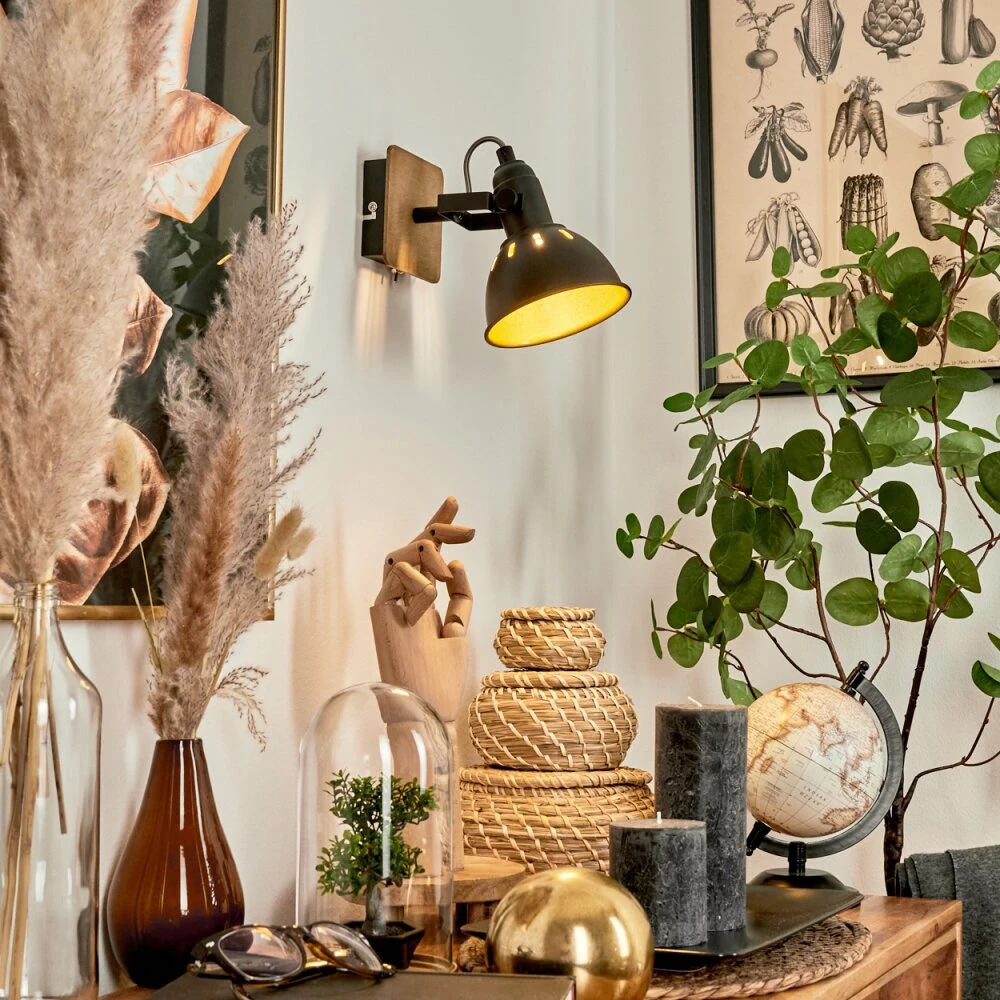 Tina Wandleuchte Chrom, Holz Dunkel, Schwarz, 1-flammig 9 Tina Wandleuchte Chrom, Holz Dunkel, Schwarz, 1-flammig – Bild 9