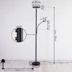 Wonsbek Deckenfluter LED Schwarz, 2-flammig -LEDVANCE Verkäufe wonsbek deckenfluter h3426128 3