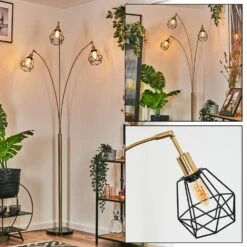 Yaak Stehleuchte Messing, Schwarz, 3-flammig